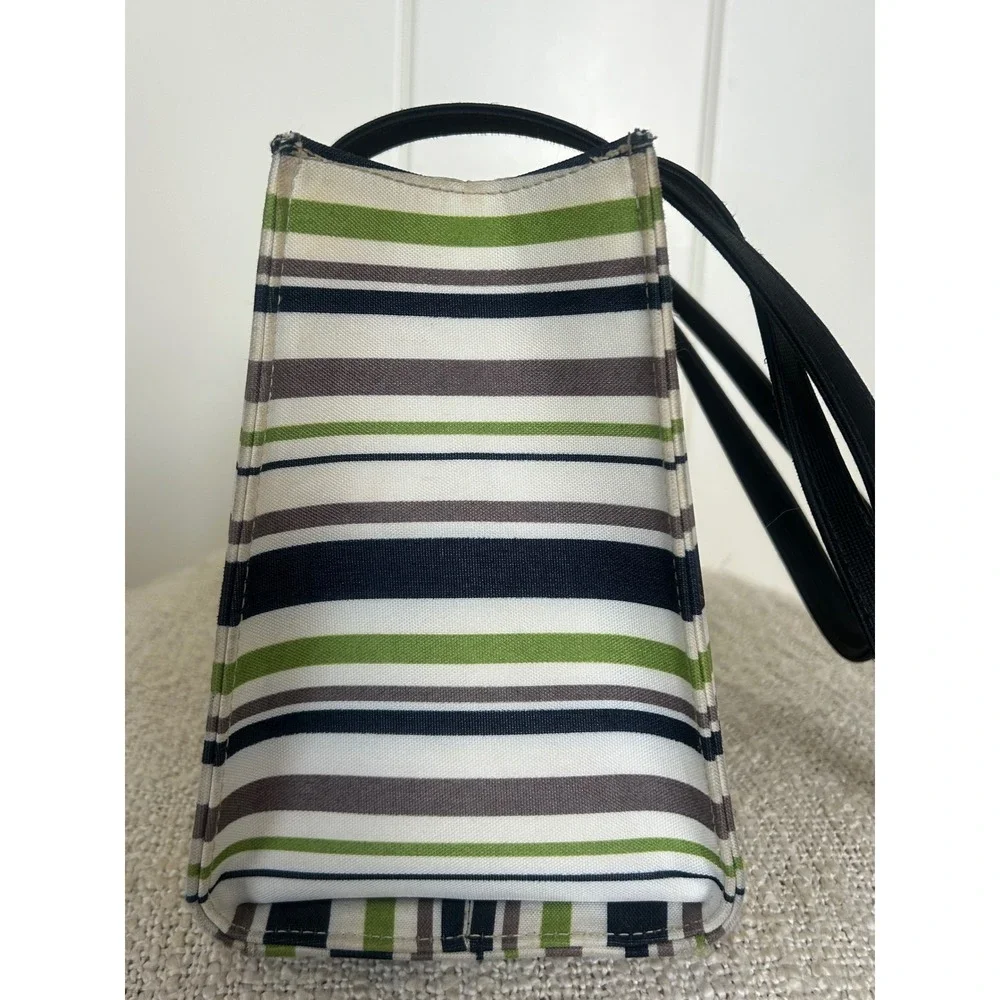 Vintage Kate Spade New York 90's Y2K Pinstripe Canvas Shoulder Bag